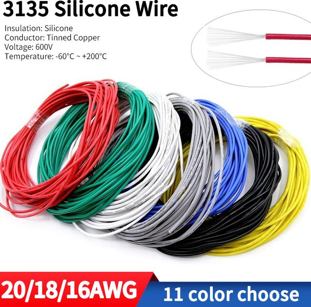Hitzebeständlicher Silikon-Kupferdraht UL3135 für LED-Beleuchtung und Elektronik-DIY, flexibel und isoliert, Farben: Orange und Multicolour - Bild 1