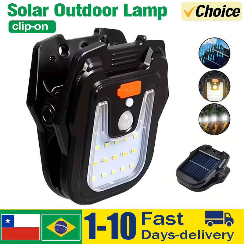 XIWANGFIRE Solar-Clip-Sensorleuchte mit LED und Bewegungssensor, Wasserdichte USB-aufladbare Außenlampe in Schwarz für Garten und Terrasse - Bild 7