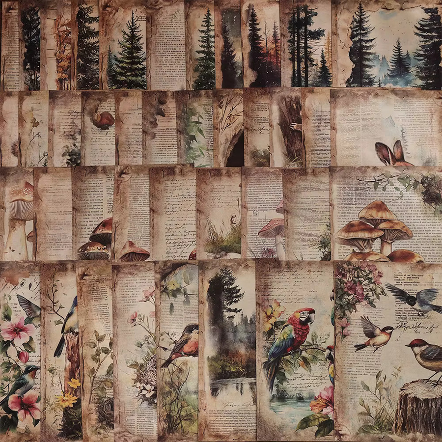 icceemee Scrapbook-Papier Vintage-Naturlandschaft mit 160 verschiedenen Mustern, Multicolor, 160 Blatt DIY-Dekorationsmaterial - Bild 3