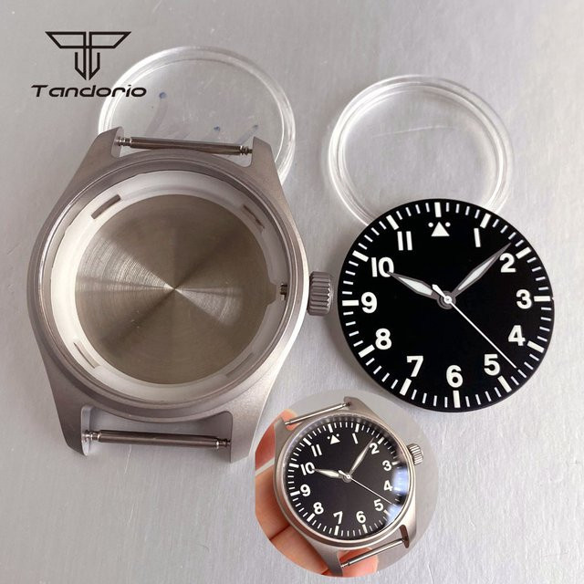 Tandorio Armbanduhr-Teile, Titan, Silber, 39mm Pilot-Uhrengehäuse - Bild 1