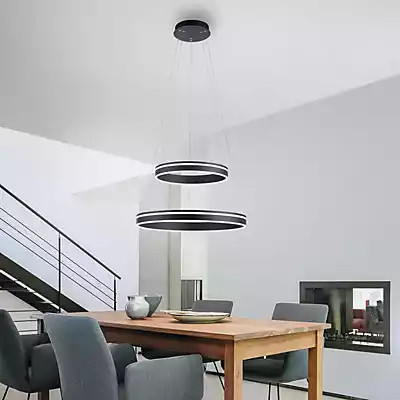 Paul Neuhaus Q-Vito Pendelleuchte LED 2-flammig, anthrazit/schwarz, dimmbar mit Fernbedienung - Bild 2