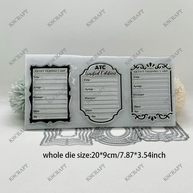 KSCRAFT ATC Stempel und Stanzschablonen aus Metall in Silber für DIY Scrapbooking und Papierkarten - Bild 1