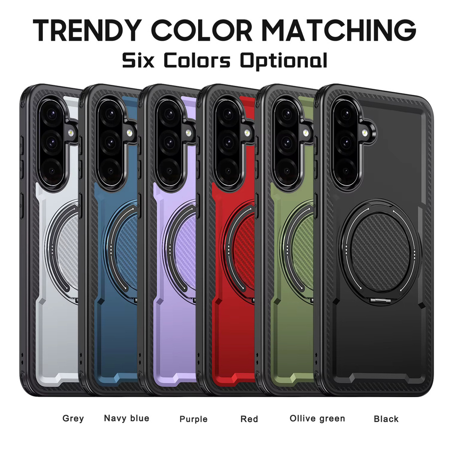 DIXSG Handyhülle mit 360 Grad drehbarer magnetischer Metallhalterung für Samsung Galaxy A-Serie in Schwarz oder Rot - Bild 5