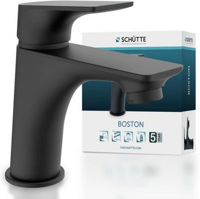 Schütte Waschtischarmatur Boston Einhebelmischer Schwarz Matt mit Pop-up-Abfluss und Wassersparfunktion - Bild 2