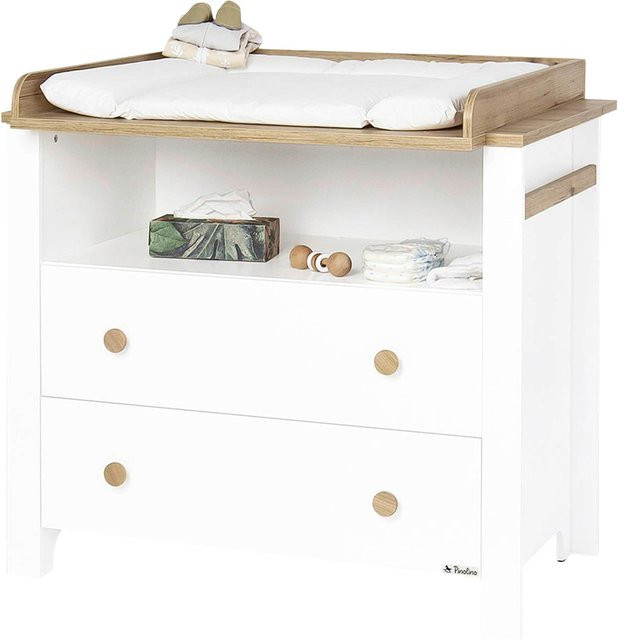 Pinolino Wickelkommode Lova breit in Weiß mit Eiche, B/T/H: 99 x 76 x 102 cm - Bild 1