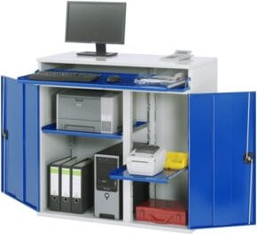 RAU Computer-Schrank Typ 1100T-M60 aus Metall mit Scharniertüren und Schloss, B/T/H: 110 x 52 x 106 cm - Bild 1