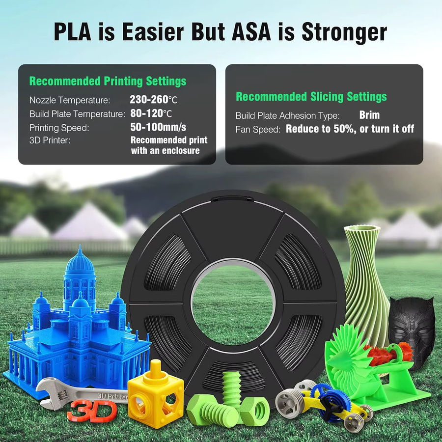 JAYO ASA 3D-Drucker-Filament Set, 6 Rollen à 1 kg, 1,75 mm, mehrfarbig, für FDM 3D-Drucker - Bild 5