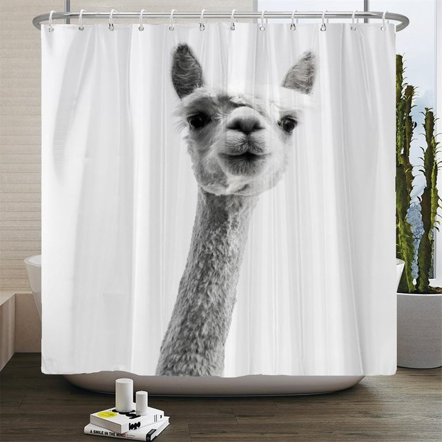 Baifenbai Home Furnishing Duschvorhang mit Affe und Orang-Utan Tierdruck aus wasserdichtem Polyester, B: 90 cm, H: 180 cm - Bild 1