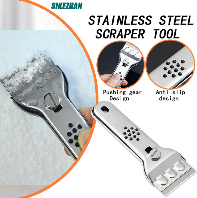 VIE LENTE Edelstahl-Schaber in Silber zum Reinigen von Glasfenstern, Herden und Kühlschränken - Bild 1