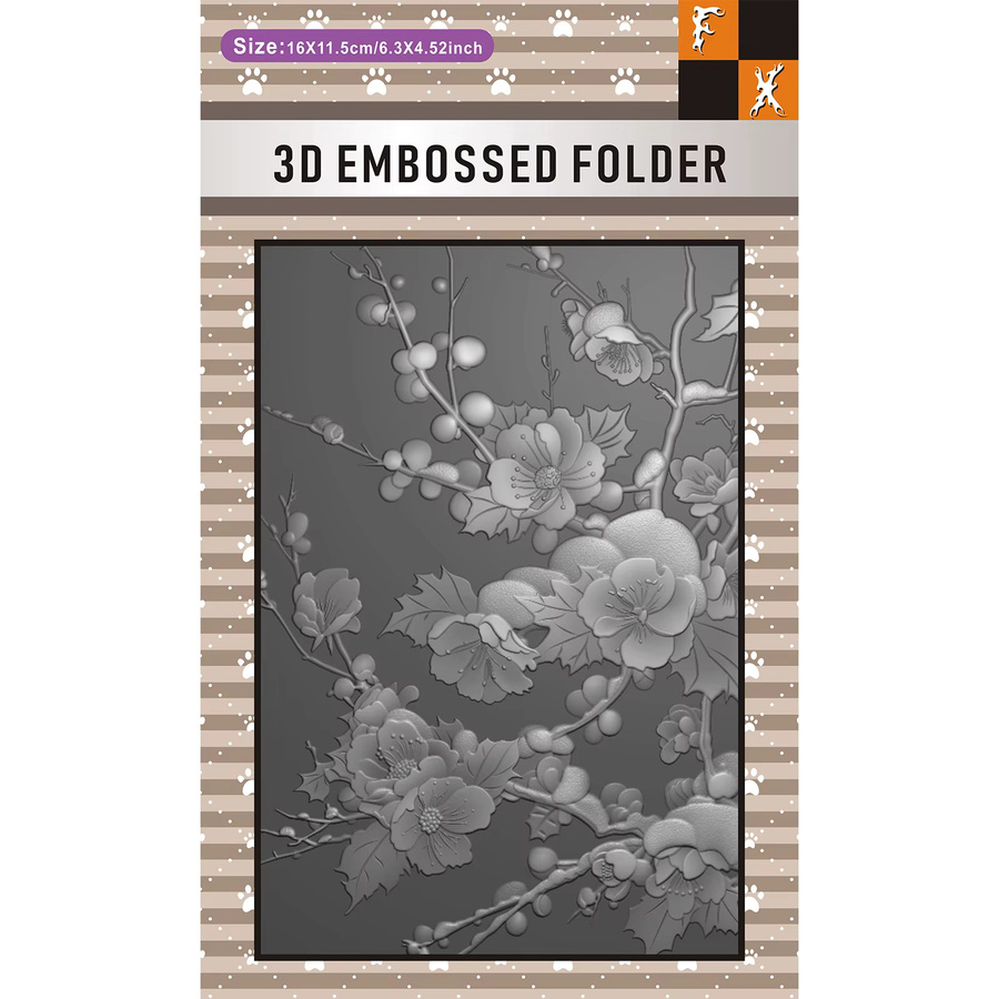 3D-geprägter Ordner mit verschneiter Pflaumenblüten-Landschaft für DIY-Kunsthandwerk, Scrapbooking und Papierkartenherstellung - Bild 2