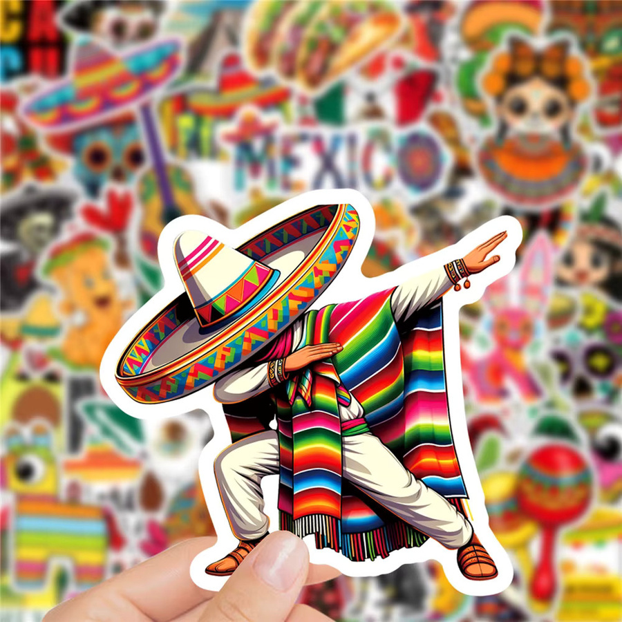 50 oder 100 Stück mexikanische Taco Food Aufkleber aus Kunststoff, bunte Vinyl-Sticker für Koffer, Gitarre, Skateboard und Schreibwarenboxen - Bild 3