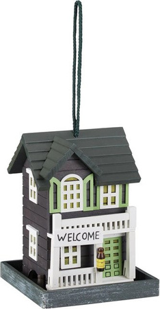 Relaxdays Vogelfutterhaus aus Sperrholz in Mehrfarbig zum Aufhängen, B/T/H: 23,5 x 18 x 18 cm