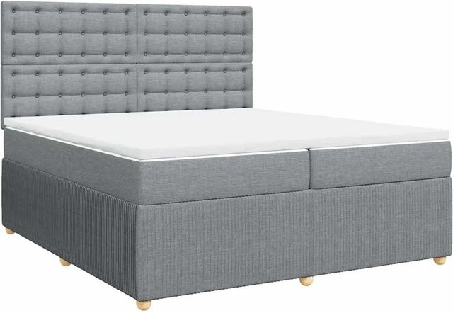 vidaXL Boxspringbett mit Matratze Hellgrau, Hybridbett mit USB-Ladeport und Unterbettbeleuchtung, B/T: 200 x 200 cm - Bild 1