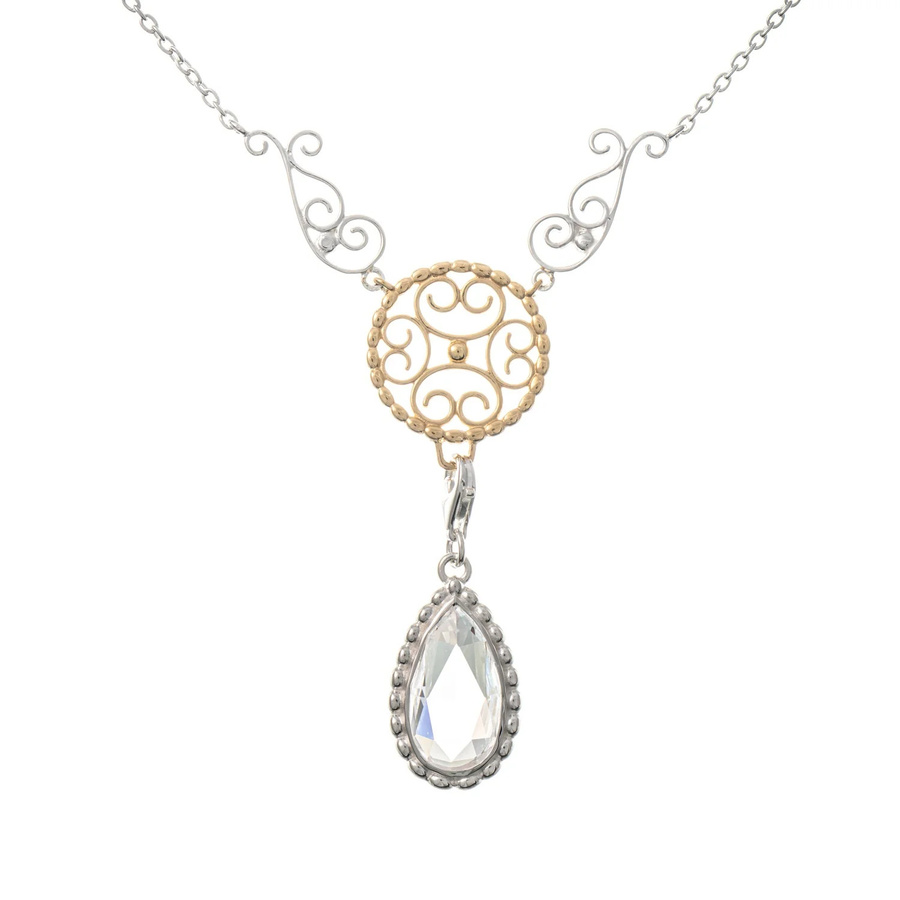 Collier Signature, 925 Silber teilvergoldet, weißer Kristall, Unisex - Bild 1