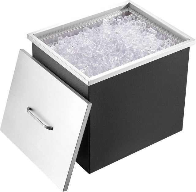 Buying Solutions MB Einbau-Eiskühlbox aus Edelstahl mit Deckel und Ablaufrohr, Farbe: Silber, B/T/H: 43 x 53 x 46 cm - Bild 1