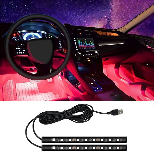 RGB LED Auto Innenbeleuchtung USB Neon Flex Fußleuchten Set zur Fahrzeug-Atmosphärenbeleuchtung - Bild 1