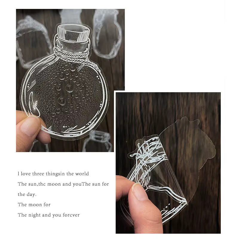 30 Stück transparente selbstklebende Glasflaschenaufkleber aus Kunststoff für DIY-Projekte und Scrapbooking - Bild 2