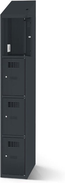 rotstahl Fächerschrank mit Ladefunktion und 4 Fächern in Anthrazit, B: 30 cm, H: 200 cm - Bild 1