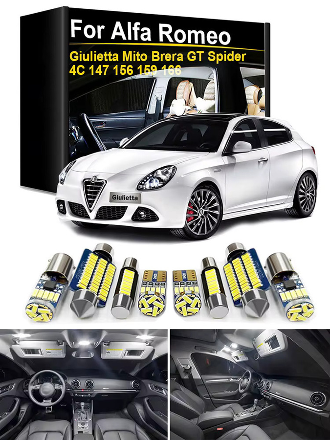 TAREWOR Canbus LED Innenraumbeleuchtung Set in Cool White für Alfa Romeo Giulietta Mito Giulia 147 156 159 166 Brera GT Spider 4C Kartenleselampe Glühbirnen-Zubehör - Bild 5