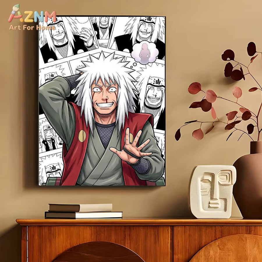 AZNM Naruto Anime-Leinwandgemälde Jiraiya Toad Sage und Gamabunta Wandkunst ohne Rahmen in Mehrfarbig - Bild 4