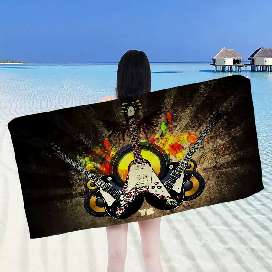 Fender Retro Musik Mikrofaser Strandtuch, super saugfähiges Poolhandtuch in Multicolour - Bild 4