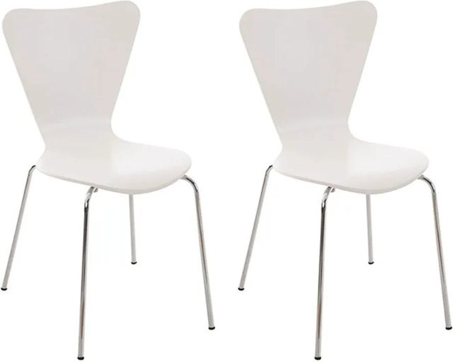 2er Set DELUKE Besucherstühle BERLIN Konferenzstühle und Bürostühle aus Holz und Metall in Weiß, B/T/H: 45 x 49 x 85 cm - Bild 1