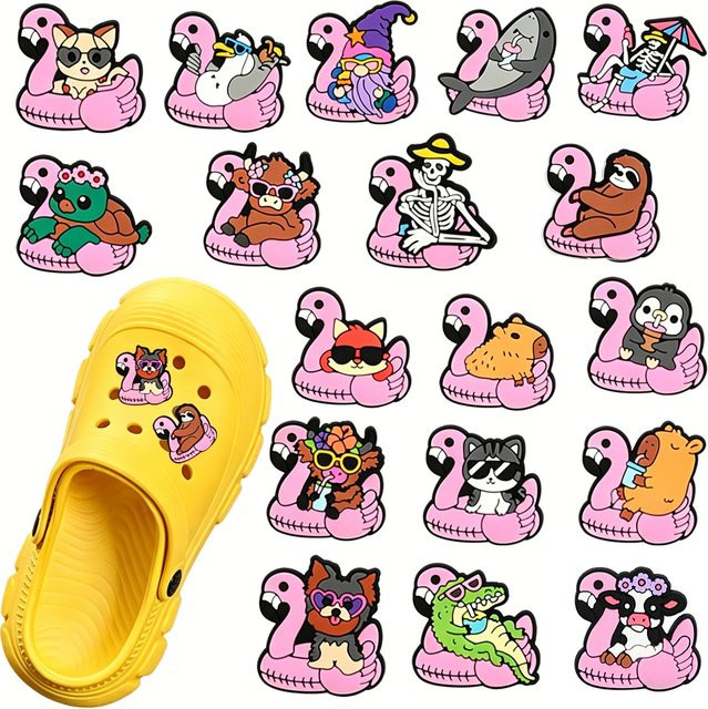 Potdemiel Charms, Pink Flamingo Serie, PVC, 18 Stück - Bild 1