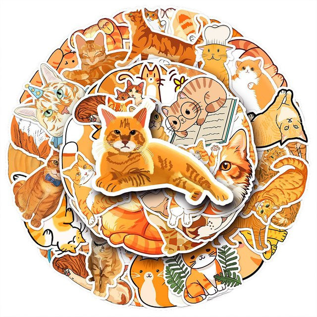 Rspctou Cartoon-Tier-Orange-Katzen-Graffiti-Aufkleber, 10-teiliges Set - Bild 1