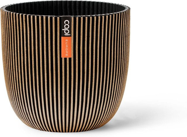 Aplanta Blumentopf Kugel Groove in Gold und Schwarz, B: 25 cm, H: 23 cm - Bild 1