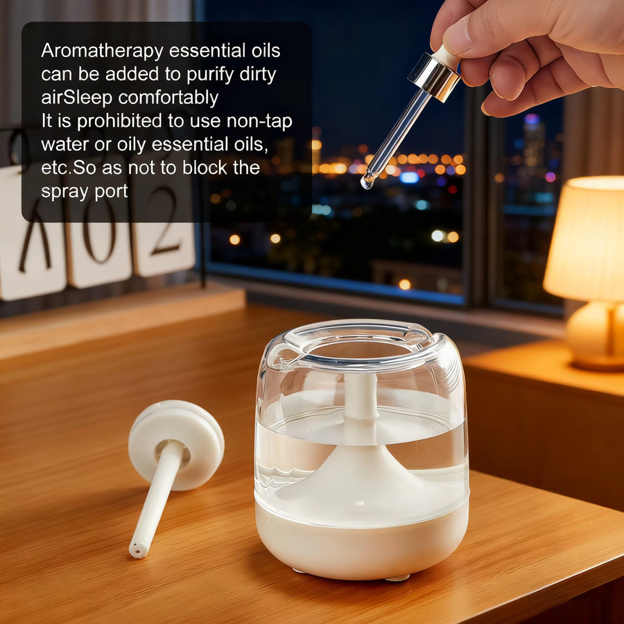 TENGKESi Mini-Luftbefeuchter und Aroma Diffuser in Schwarz mit Duftfach für Schlafzimmer und Büro - Bild 4