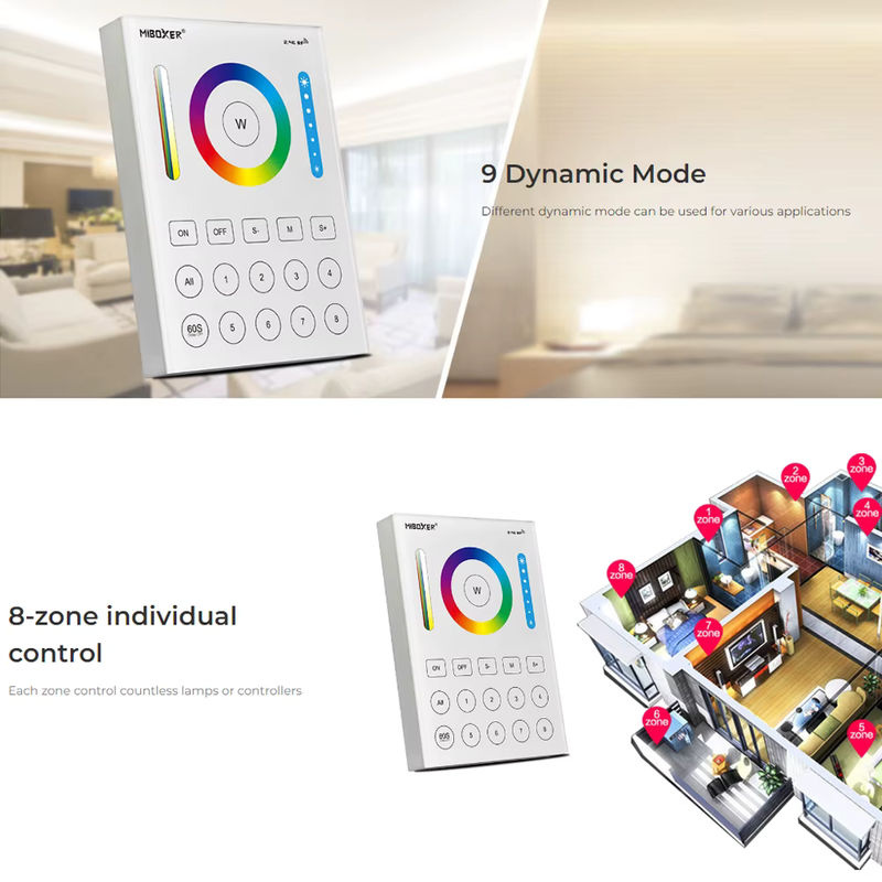 Miboxer B8 PER1 Smart Touch Panel 8-Zonen Controller für RGB + CCT LED Steuerungen via 2,4 GHz WLAN - Bild 4