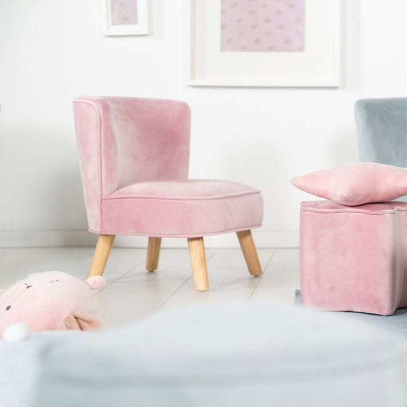 Roba Kindersessel aus Samtstoff in Pink im Retro-Look mit Holzbeinen B/T/H: 48 x 40 x 44 cm - Bild 5