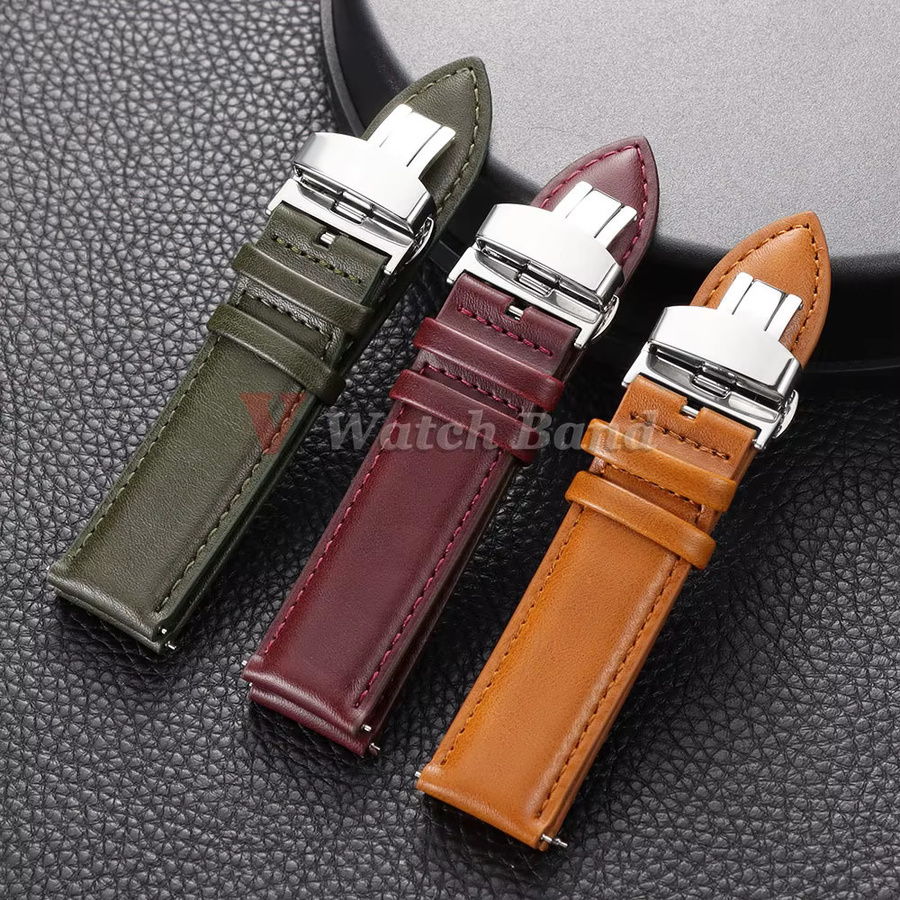 Uhrenarmband Leder, Edelstahl, Dornschließe, 18 mm, 20 mm, 22 mm, Unisex - Bild 2