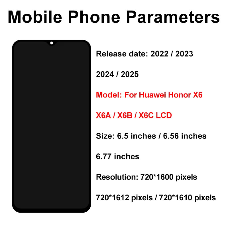 OEM LCD Display Digitizer Baugruppe für Huawei Honor X6, X6A, X6B, X6C in Schwarz - Bild 2