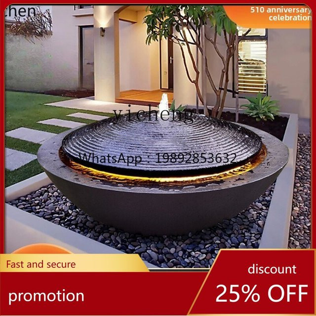 YFY Springbrunnen-Wasserspiel als modernes Gartenornament in runder Form, B/T/H: 60 x 25 x 60 cm - Bild 1
