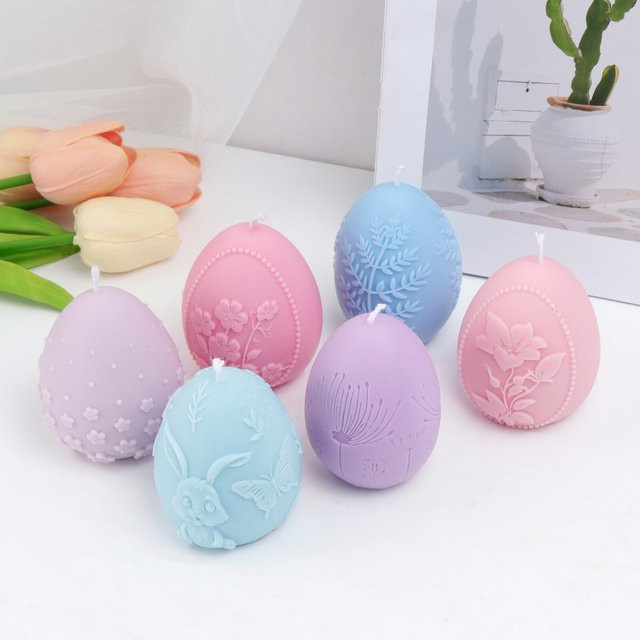 Silikonform für Osterkerzen und Seifen mit Blumen, Libellen, Schmetterlingen und Kaninchen in Ovalform für deine kreativen Dekorationen - Bild 1
