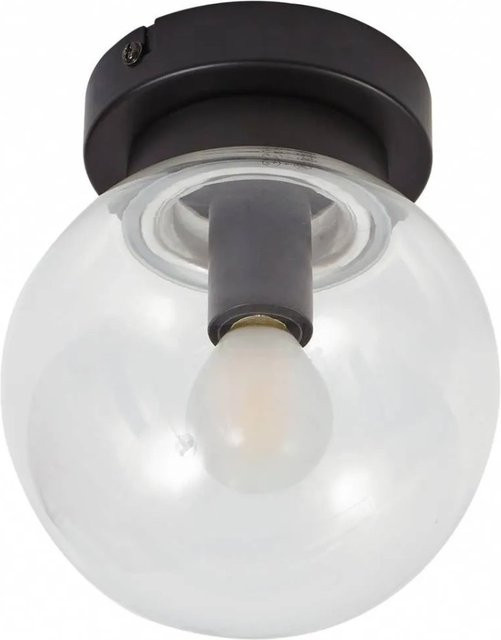 Lucande Deckenlampe Badolo 10020356, Schwarz, 1-flammig, E14, Spritzwassergeschützt IP44, Metall und Glas, Modernes Design für das Badezimmer - Bild 1