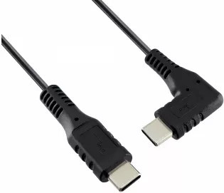 DINIC USB Typ C auf C Ladekabel mit 90 Grad Winkel, 60W, 3A, 480 Mbit/s, Schwarz, 1m - Bild 1