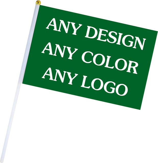 xvggdg Individuelle Handflagge mit Logo-Design und Kunststoff-Fahnenmast, B/H: 14 x 21 cm - Bild 1