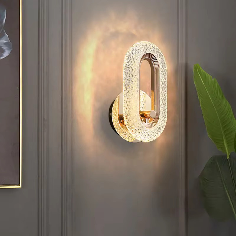 Juhaw Wandleuchte mit Acryl-Lampenschirm in Gold/Messing für Schlafzimmer und Flur - Bild 3