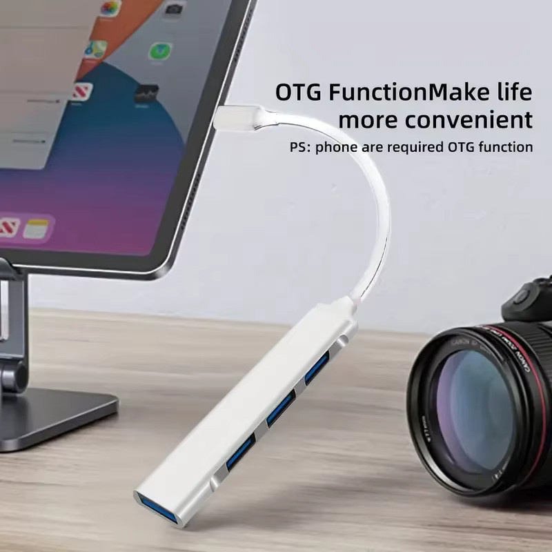 4 Port USB-C Multi Splitter Hub mit USB 3.0 und USB 3.1 OTG Adapter in Silber oder Grau für Xiaomi, Lenovo und Macbook - Bild 2