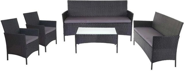 MCW Poly-Rattan Garten-Garnitur Hamar Lounge-Set in Anthrazit mit Sitzkissen - Bild 2