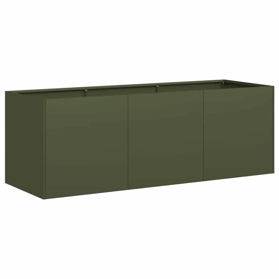 vidaXL Pflanzkübel aus Stahl in Olivgrün, B/T/H: 120 x 40 x 40 cm - Bild 2