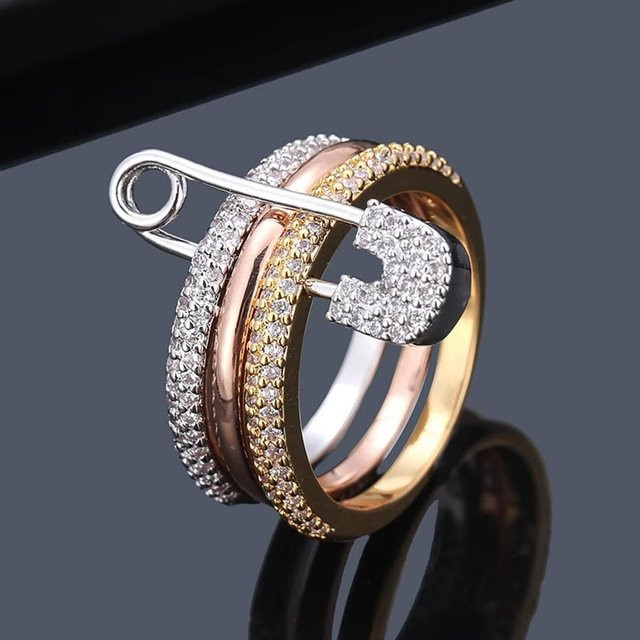 YIRAN Jewelry Pin-Ring, Edelstahl, Weiß, Zirkonia, Damen - Bild 1