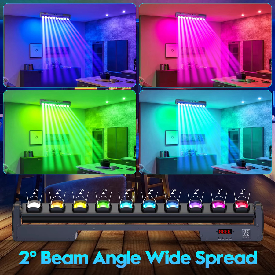 Yiflamefly 4er-Set RGBW LED Wall Washer Lichtleisten mit 250W Swing Dot Beam Effekt und DMX-Steuerung für DJ-Beleuchtung, Schwarz - Bild 2