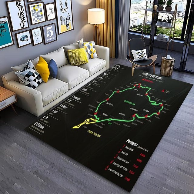 AISILK MOON Nürburgring F1 Rennstrecke Teppich, Schwarz, B/B: 40 x 60 cm - Bild 1