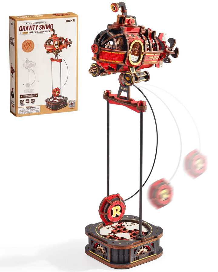 Robotime Deep Sea Adventurer, 3D-Holzpuzzle, kinetisches U-Boot-Pendel, ab 14 Jahren - Bild 5