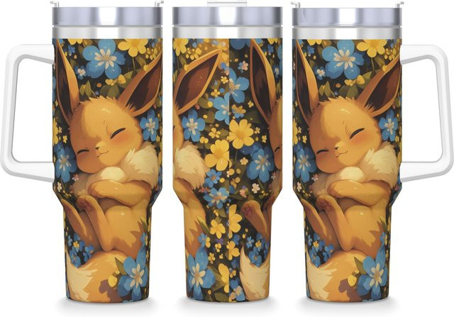 Potdemiel Pokemon Eevee Edelstahl-Becher in Multicolour, isolierter Thermobecher für Heiß- und Kaltgetränke mit 23,7 ml Volumen - Bild 1
