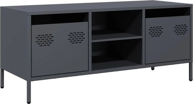 vidaXL TV-Schrank aus kaltgewalztem Stahl in Anthrazit im Industrie-Stil, B/T/H: 101,5 x 39 x 43,5 cm - Bild 1