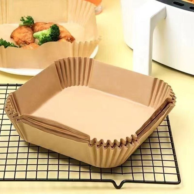 Quadratische Einweg-Papierformen für Heißluftfritteusen von Knife Home, braun, 16 x 16 cm, 100er Packung - Bild 1